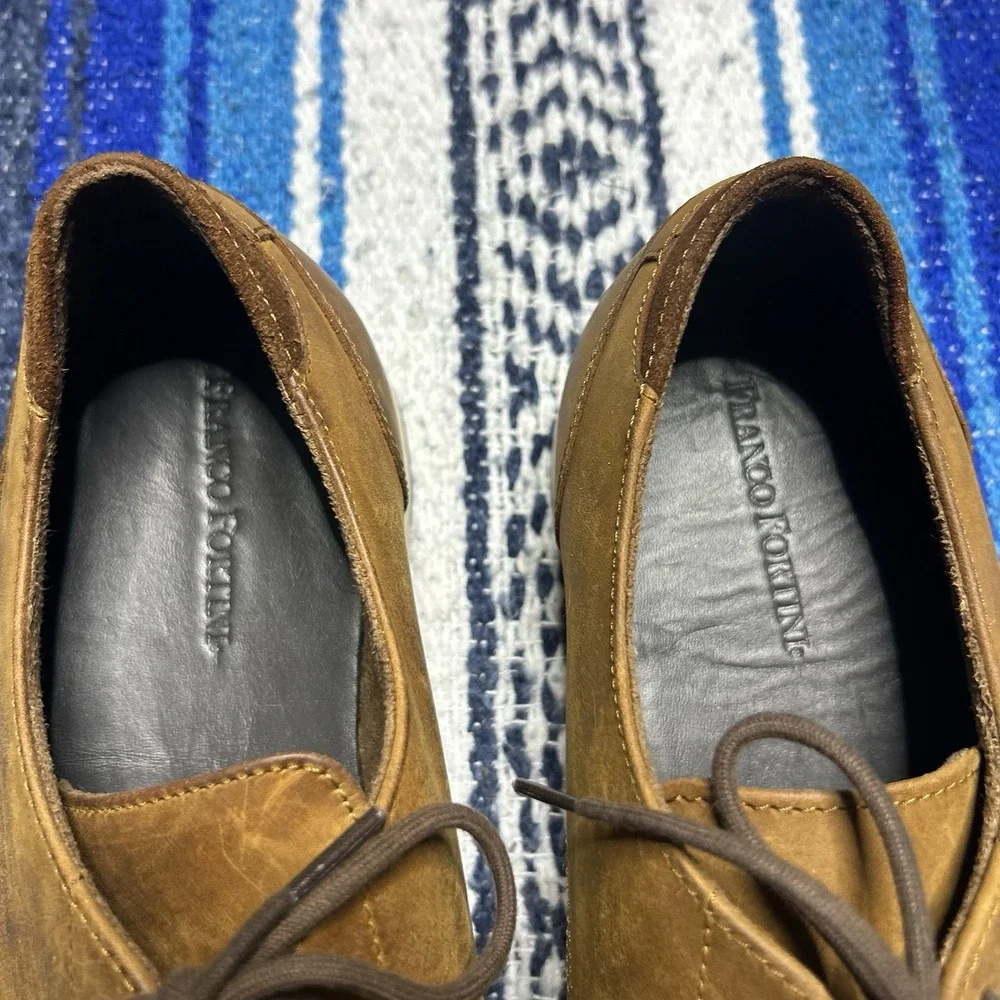 Franco Fortini Men's 10.5 Brown Leather Lace Up Dress Casual Shoes Oxford